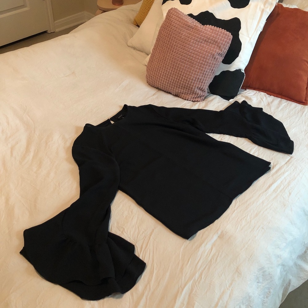 black silky long sleeve top